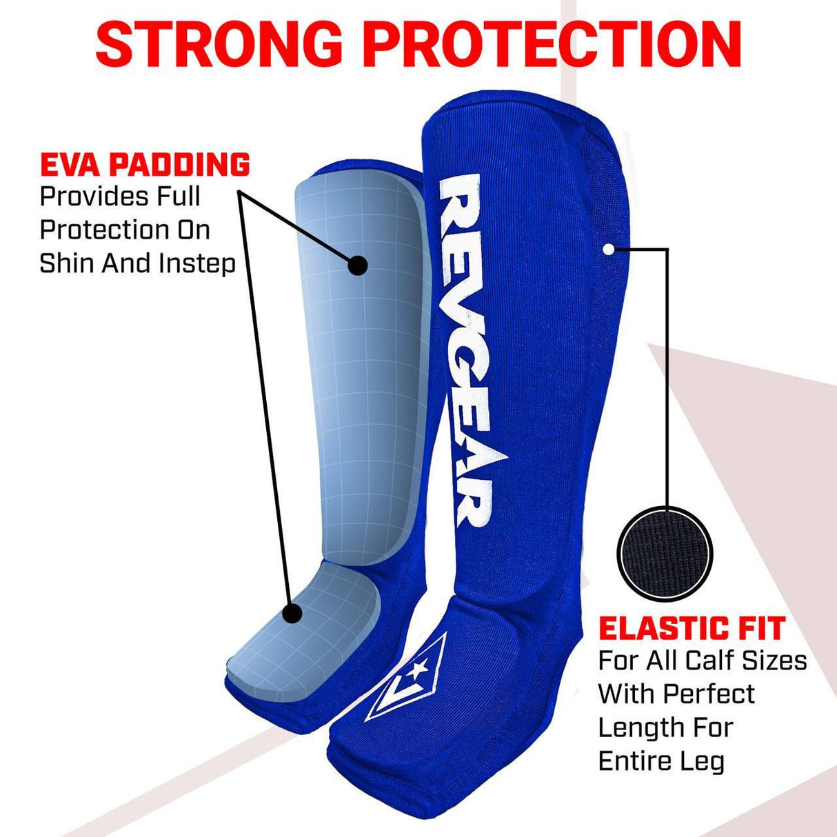 Revgear Amateur Cloth Shin & Instep Guards for Muay Thai, MMA, Boxing