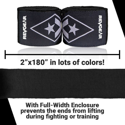Revgear 180" Hand Wraps 3-Pack Bundle with Free Wash Bag - Black