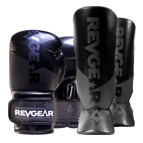 Revgear Pinnacle P4 Boxing Gloves 16oz & Premier Shin Guards Bundle