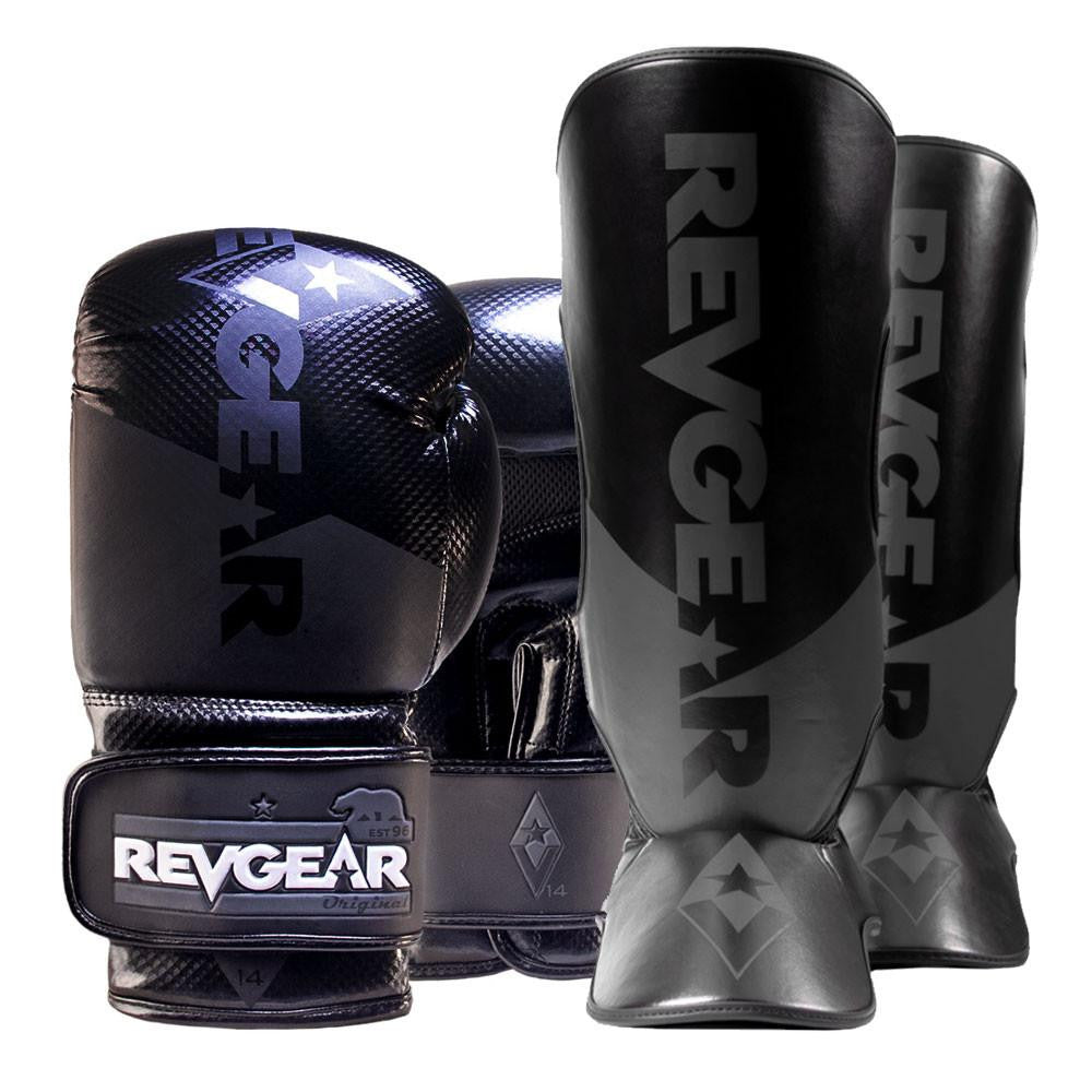 Revgear Pinnacle P4 Boxing Gloves 16oz & Premier Shin Guards Bundle