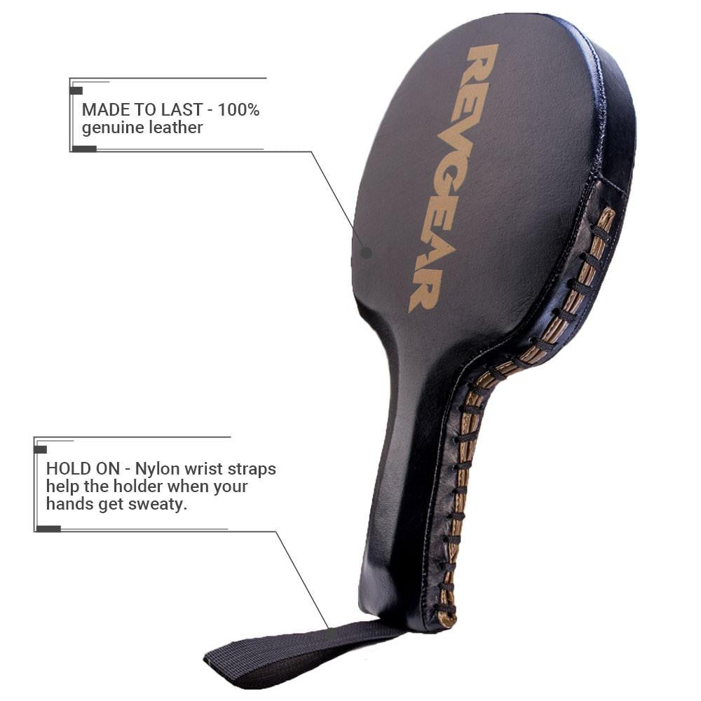 Revgear Leather Striking Paddles - Joint-Friendly Precision Training (Pair)