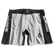 Gray and black Stealth Hybrid MMA shorts shown flat