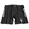 Black and gray Stealth Hybrid MMA shorts shown flat