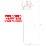 Pro Series heavy bag dimensions diagram, 18 inches wide with the hanging height marked