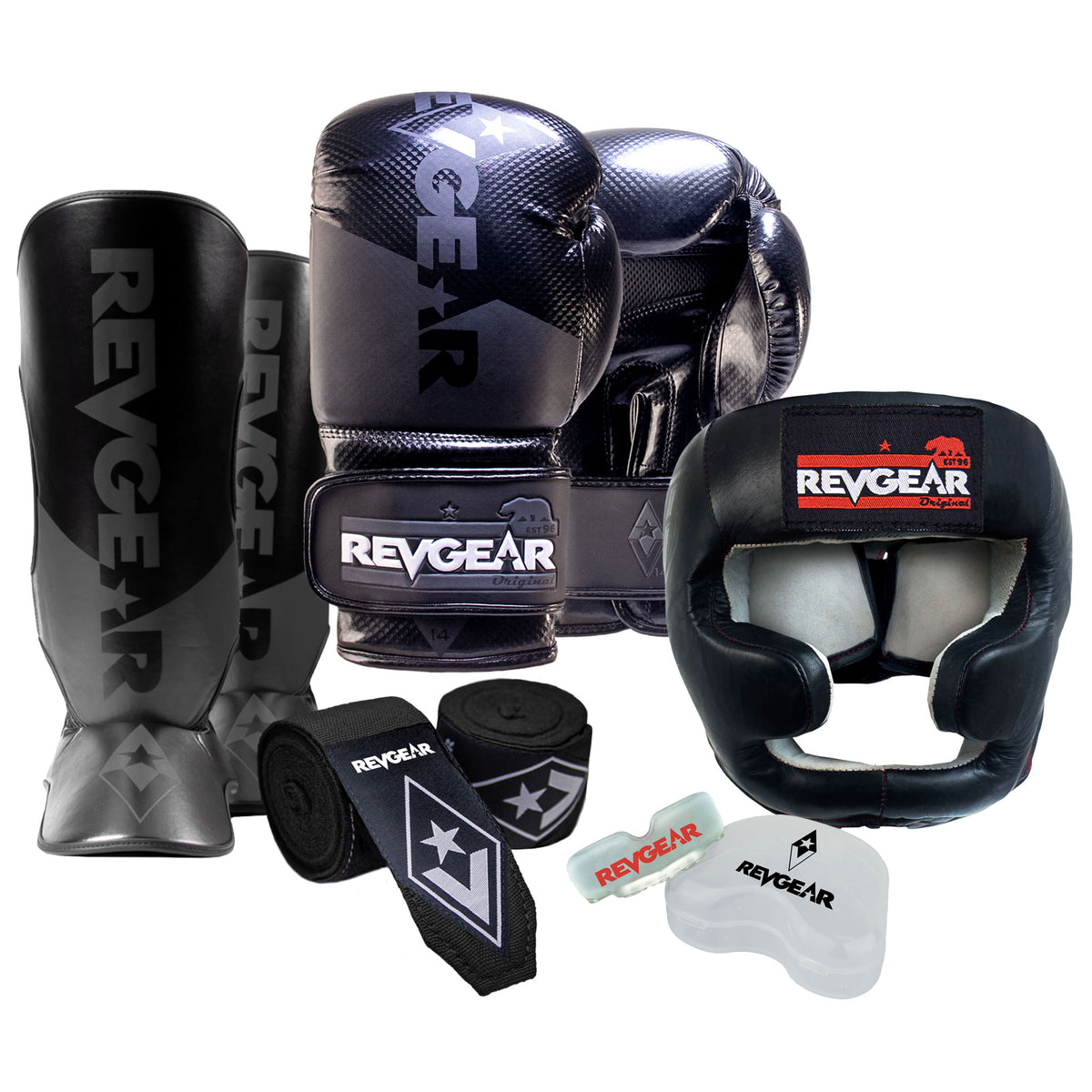 IKF kickboxing starter pack: gloves, headgear, shin guards and wraps