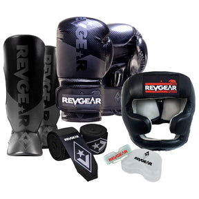 IKF kickboxing starter pack: gloves, headgear, shin guards and wraps