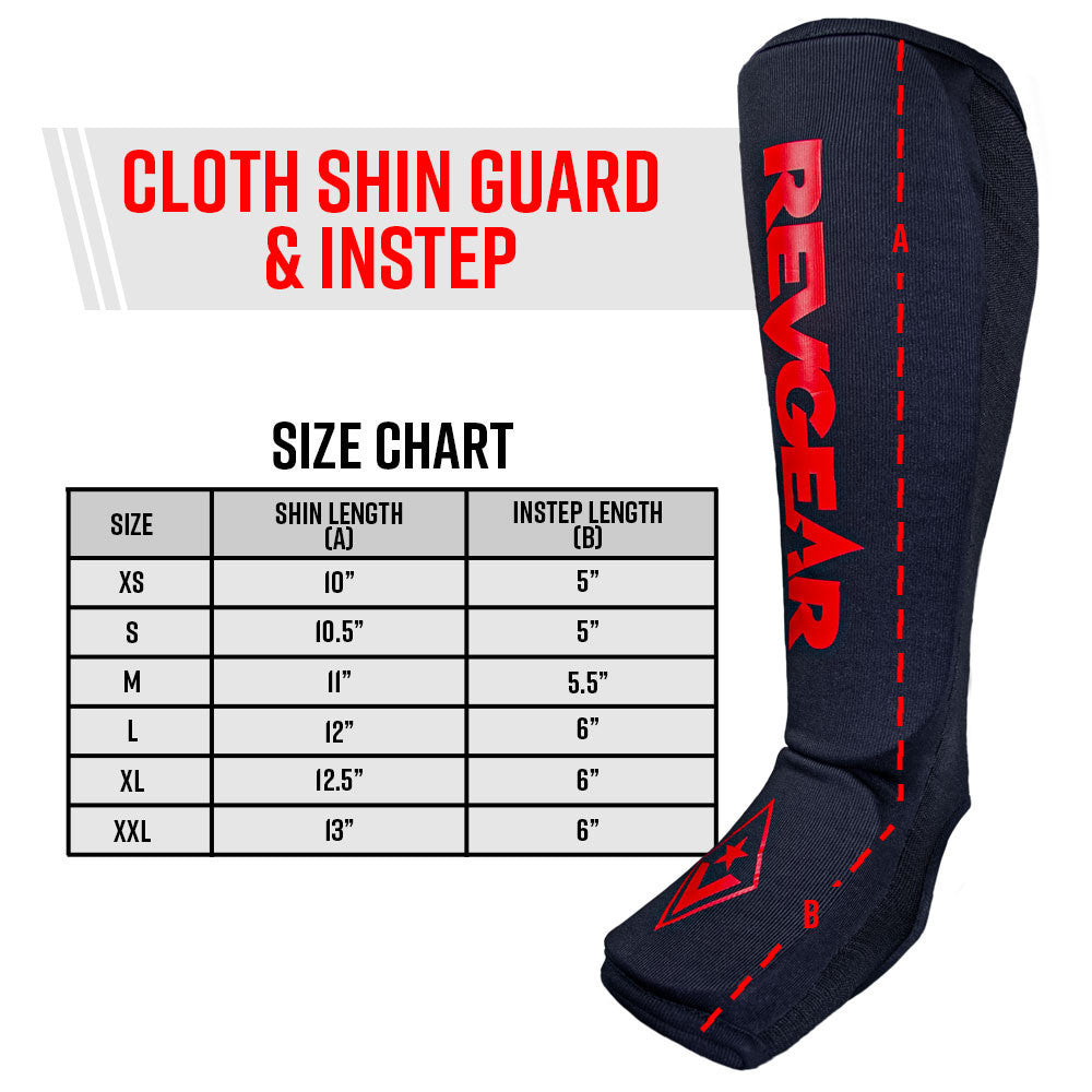 Revgear Amateur Cloth Shin & Instep Guards for Muay Thai, MMA, Boxing