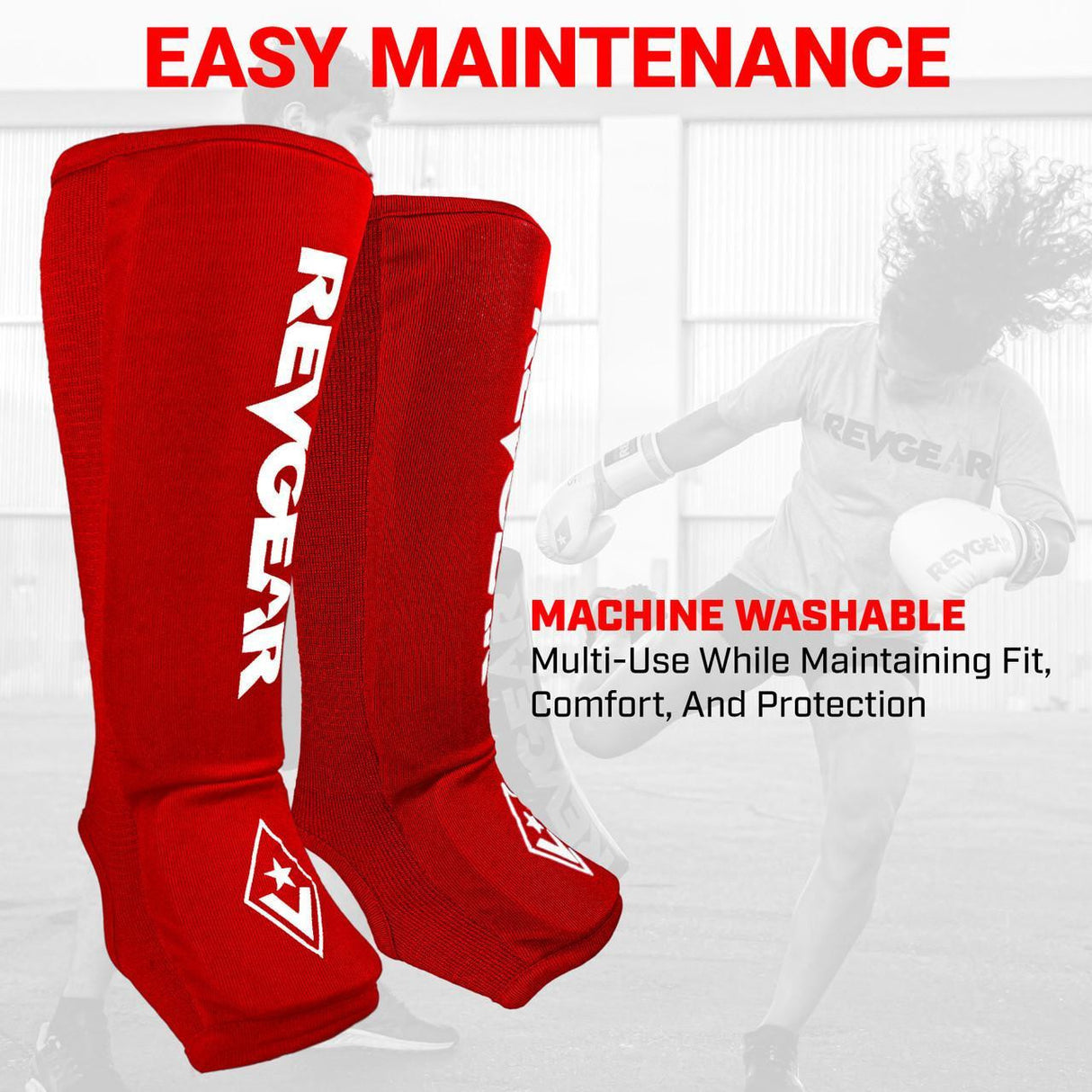 Revgear Amateur Cloth Shin & Instep Guards for Muay Thai, MMA, Boxing