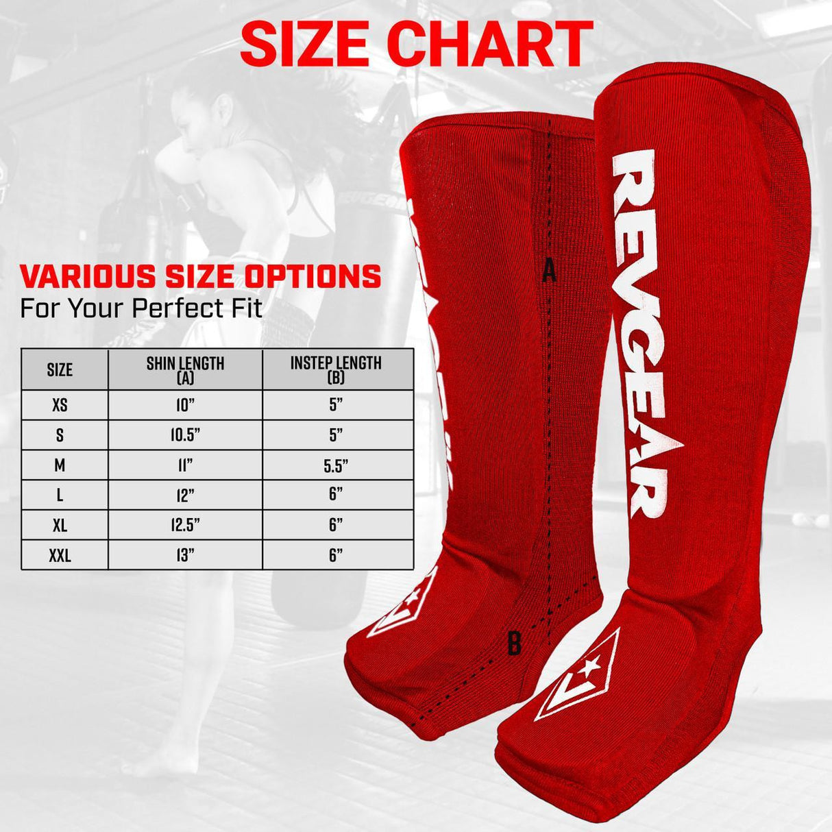 Revgear Amateur Cloth Shin & Instep Guards for Muay Thai, MMA, Boxing