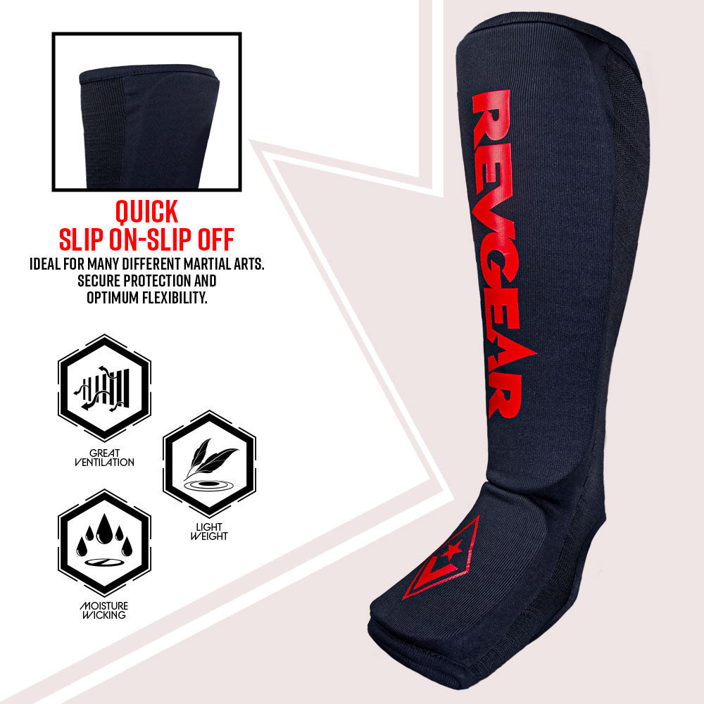 Revgear Amateur Cloth Shin & Instep Guards for Muay Thai, MMA, Boxing