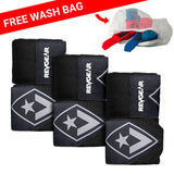 Revgear 180" Hand Wraps 3-Pack Bundle with Free Wash Bag - Black