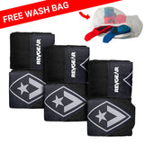 Revgear 180" Hand Wraps 3-Pack Bundle with Free Wash Bag - Black