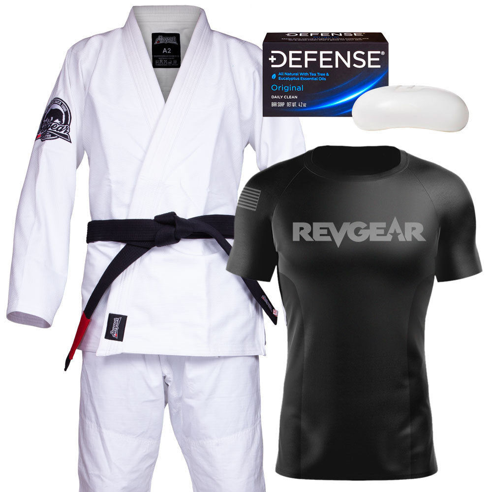 Revgear Huntington Power Bundle | BJJ Gi, Rash Guard & Defense Soap