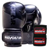 Pinnacle P4 Boxing Gloves 16oz and Hand Wrap - Black/Black Bundle