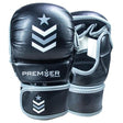 Pair of black and gray Premier Deluxe MMA training gloves