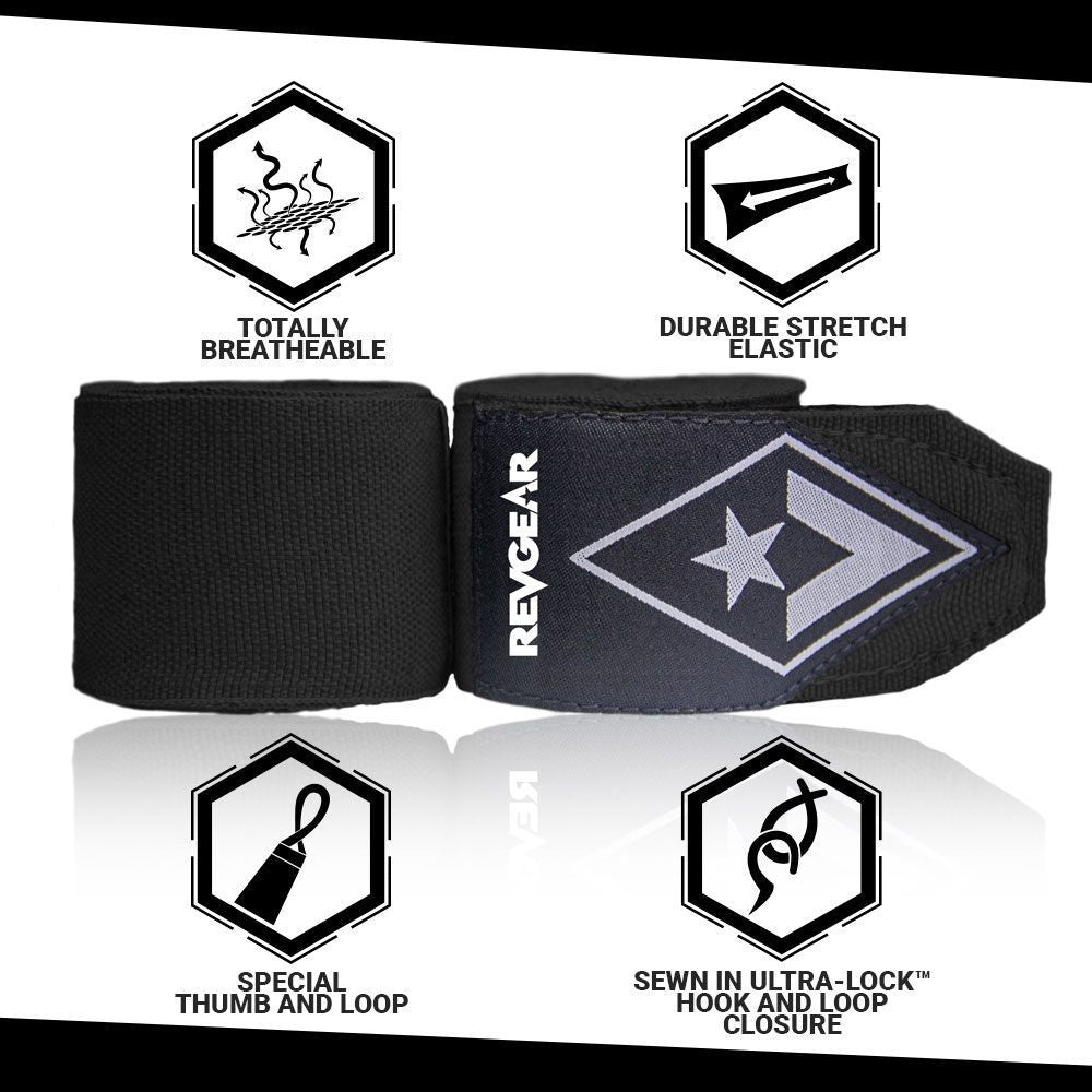 Revgear Pro Series "Train Fight Recover Repeat" Elastic Hand Wraps - 2" x 180"