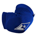 Pair of blue slip-on elbow pads with a white star logo