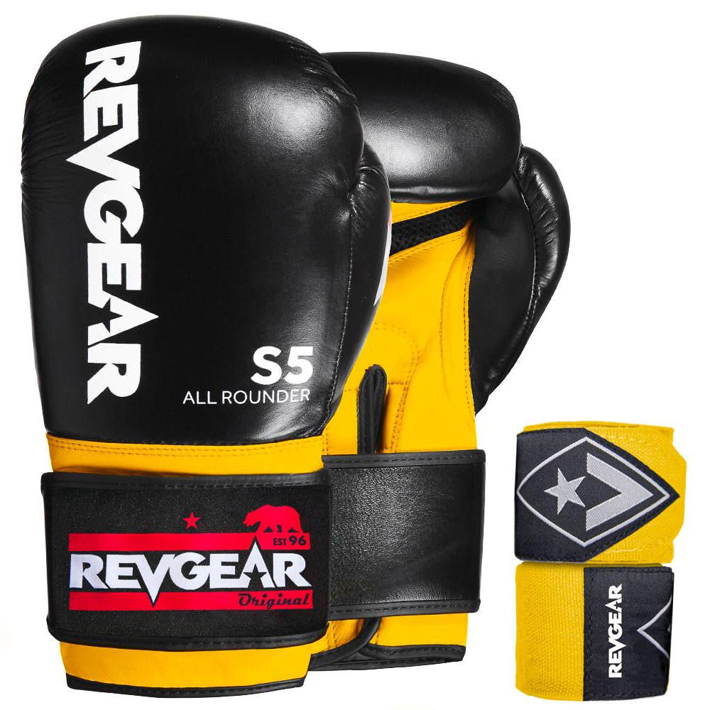 Revgear S5 Boxing Bundle - Yellow - All-Rounder Boxing Gloves & Handwraps